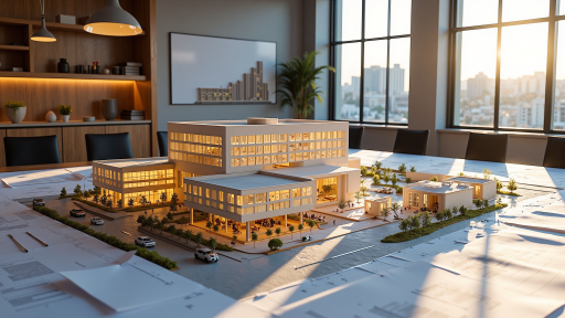 大型制造企业办公楼外观,现代建筑风格,体现企业规模与实力